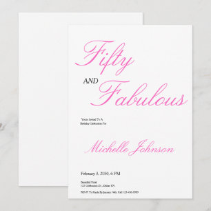 Invitación Cumpleaños de 50 años Rosa: Cincuenta y Fabulosos