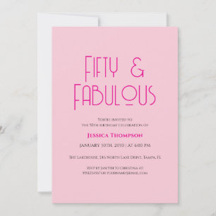 Invitación Cumpleaños de 50 años Rosa Sonrojado Fifty y Fabul