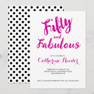 Invitación Cumpleaños de 50 años rosa sonrosado Fifty y Fabul