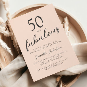 Invitación Cumpleaños de 50 años rosa sonrosado Fifty y Fabul