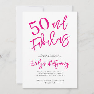 Invitación Cumpleaños de 50 años Rosa y Fabulosos 