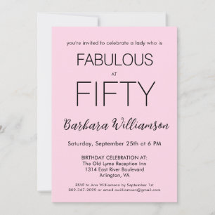 Invitación Cumpleaños de 50 años y fabuloso rosa rubor