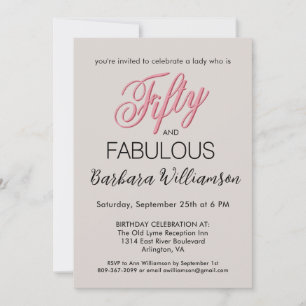 Invitación Cumpleaños de 50 años y fabuloso rosa rubor 