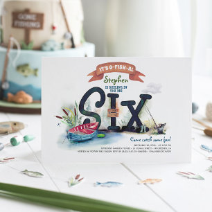Invitación Cumpleaños de 6 años con tema de pesca para niños