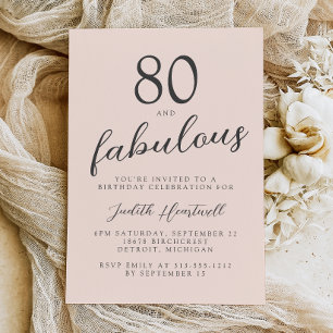 Invitación Cumpleaños de 80 años Rosa Rubor Ochentona y Fabul