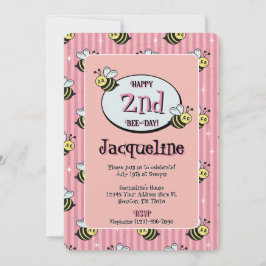 Invitación Cumpleaños de Abejorro Rosa Retro Lindo