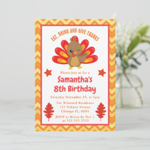 Invitación Cumpleaños de Acción de Gracias de pavo de otoño d