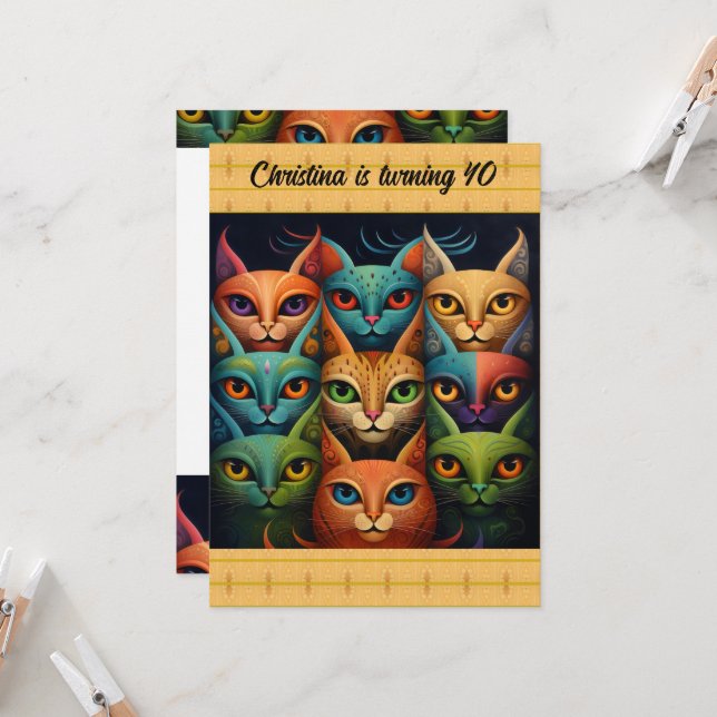 Invitación Cumpleaños de Actitud Colorida (Anverso/Reverso In Situ)