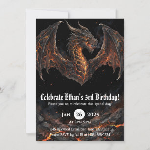 Invitación Cumpleaños de Acuarela de Dragón