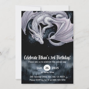 Invitación Cumpleaños de Acuarela de Dragón