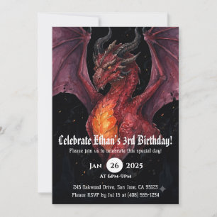 Invitación Cumpleaños de Acuarela de Dragón