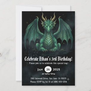 Invitación Cumpleaños de Acuarela de Dragón