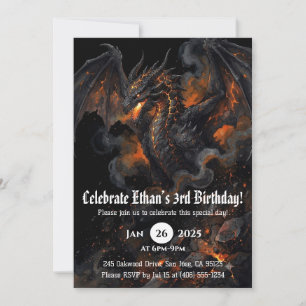 Invitación Cumpleaños de Acuarela de Dragón