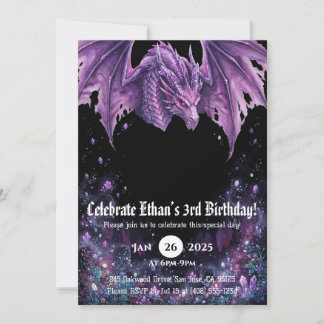 Invitación Cumpleaños de Acuarela de Dragón