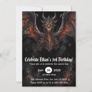 Invitación Cumpleaños de Acuarela de Dragón