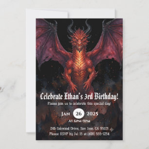 Invitación Cumpleaños de Acuarela de Dragón