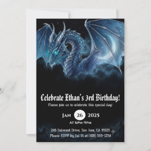 Invitación Cumpleaños de Acuarela de Dragón