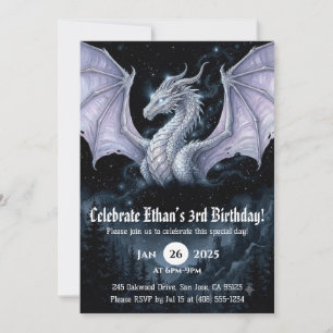 Invitación Cumpleaños de Acuarela de Dragón