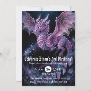 Invitación Cumpleaños de Acuarela de Dragón