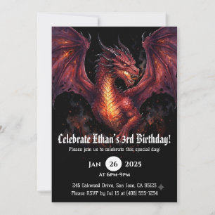 Invitación Cumpleaños de Acuarela de Dragón