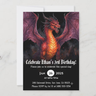 Invitación Cumpleaños de Acuarela de Dragón