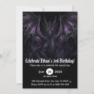 Invitación Cumpleaños de Acuarela de Dragón