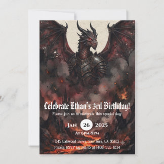 Invitación Cumpleaños de Acuarela de Dragón