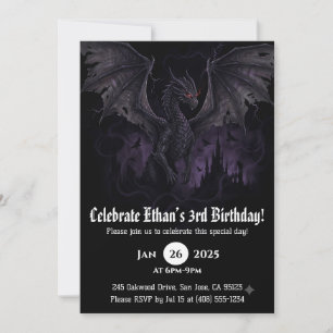 Invitación Cumpleaños de Acuarela de Dragón