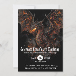 Invitación Cumpleaños de Acuarela de Dragón