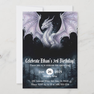 Invitación Cumpleaños de Acuarela de Dragón