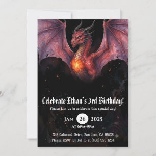 Invitación Cumpleaños de Acuarela de Dragón