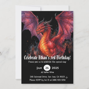 Invitación Cumpleaños de Acuarela de Dragón
