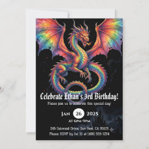Invitación Cumpleaños de Acuarela de Dragón
