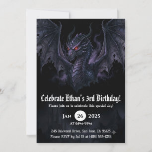 Invitación Cumpleaños de Acuarela de Dragón