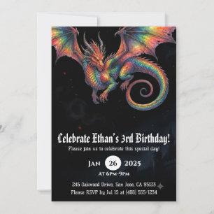 Invitación Cumpleaños de Acuarela de Dragón