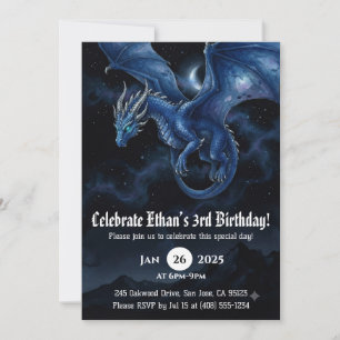 Invitación Cumpleaños de Acuarela de Dragón