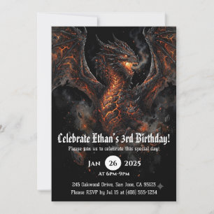 Invitación Cumpleaños de Acuarela de Dragón