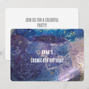 Invitación Cumpleaños de Acuarela Galaxia Cósmica Colorida