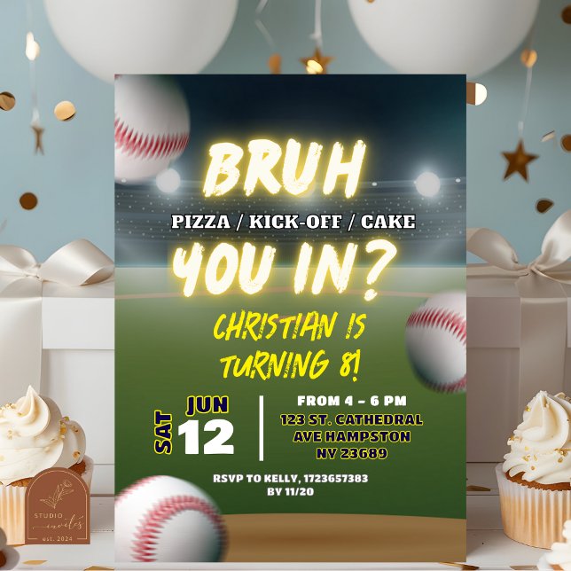 Invitación Cumpleaños de adolescente chico de béisbol  (Subido por el creador)