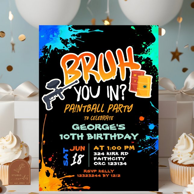 Invitación Cumpleaños de adolescente de paintball, te incluim (Subido por el creador)