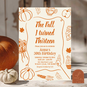 Invitación Cumpleaños de adolescente Hecho a Mano Otoño Cumpl