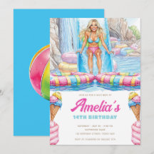 Cumpleaños de adolescente niña en parque acuático 
