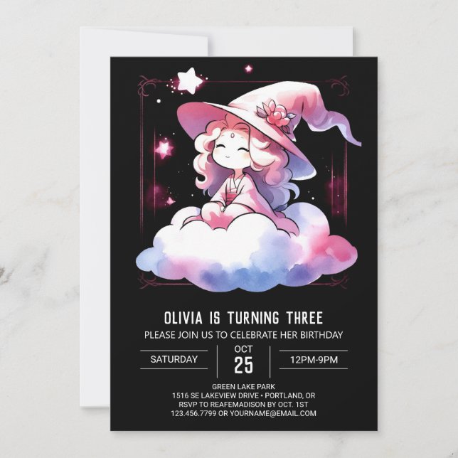 Invitación Cumpleaños de Adorable Little Wizard (Anverso)
