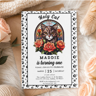 Invitación Cumpleaños de adorable niña gata