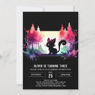 Invitación Cumpleaños de Adorable Watercolor Cat
