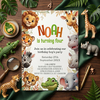 Invitación Cumpleaños de adorables animales de la selva