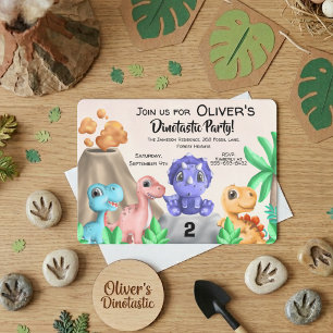 Invitación Cumpleaños de adorables bebés dinosaurios