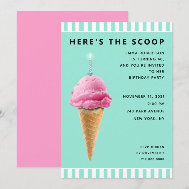 Invitación Cumpleaños de adultos (Anverso / Reverso)