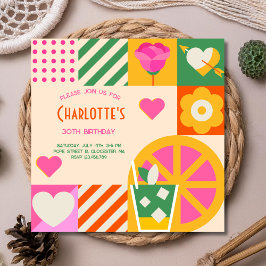 Invitación Cumpleaños de adultos cúbicos modernos