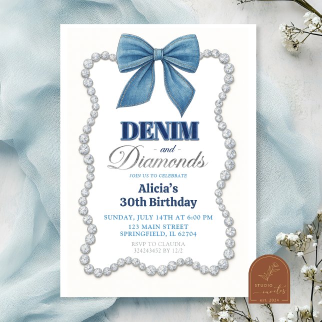 Invitación Cumpleaños de Adultos Denim y Diamonds (Subido por el creador)